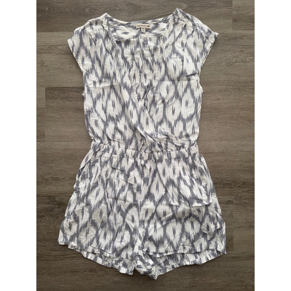 Toad&Co Women's Black and White Patterned Romper, Medium